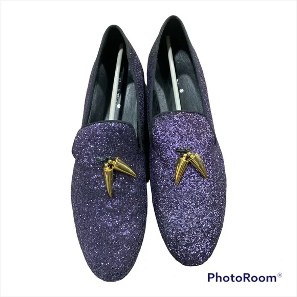Cool Tiro Men’s EU size: 47 purple glitter tassel swagger loafers - Picture 7 of 9